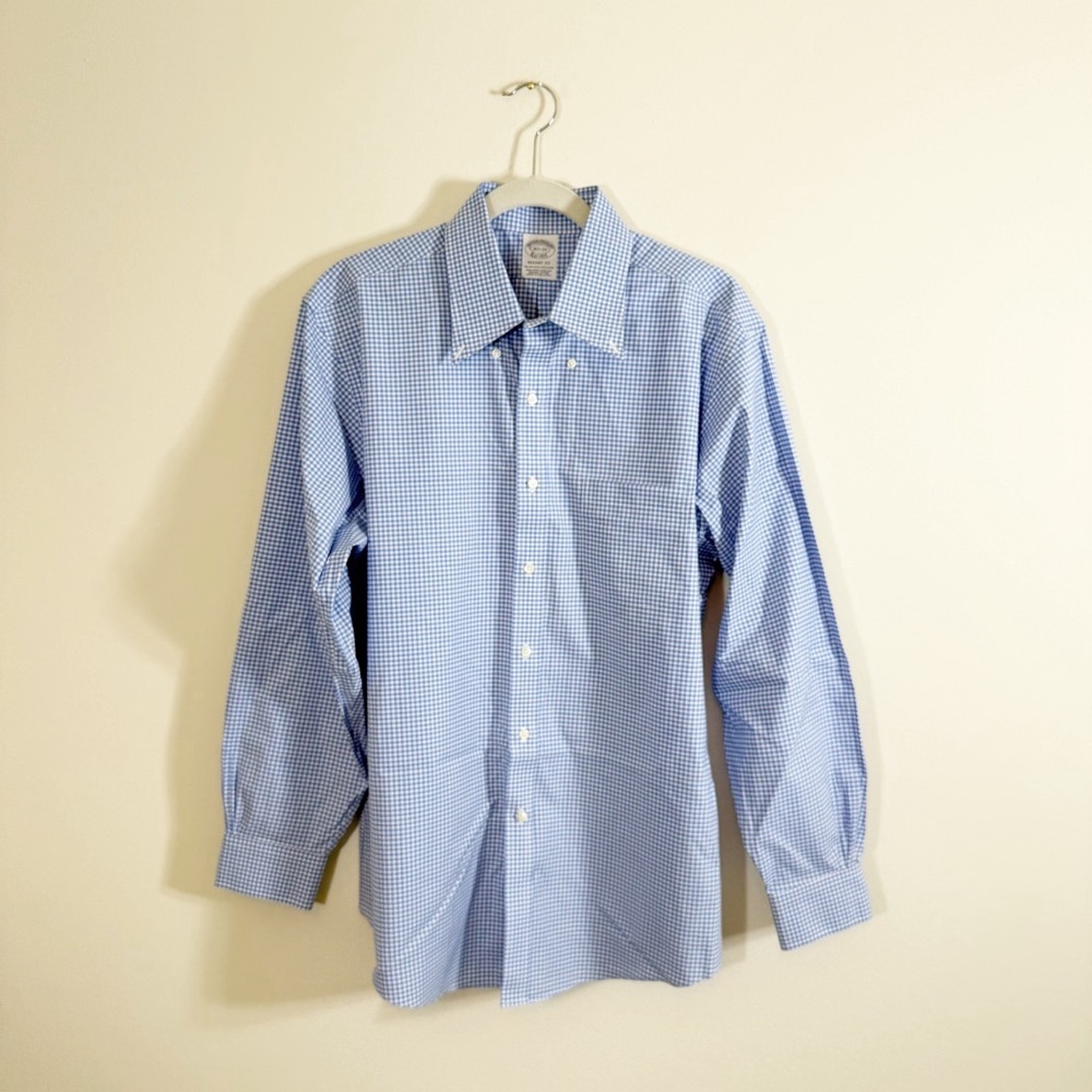 Brooks Brothers Regent Fit Supima Cotton Button Down Dress Shirt Plaid 16.5/34 - Picture 2 of 5